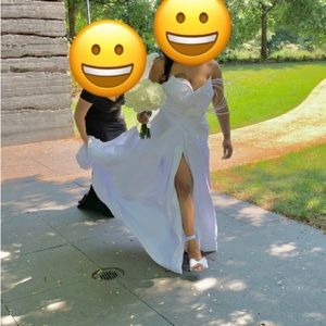 White silk wedding dress size 10